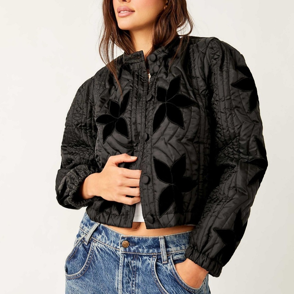 NWT Free People Black Quinn Quilted Jacket